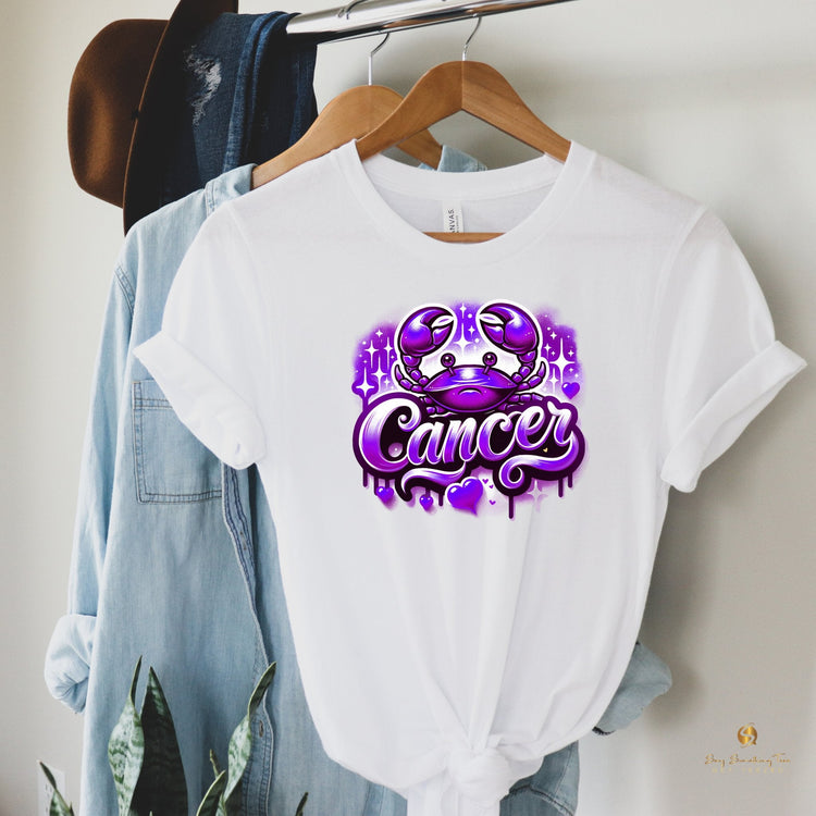 Retro Vibes: White Zodiac Airbrush Design T-Shirt - saysomethingteez