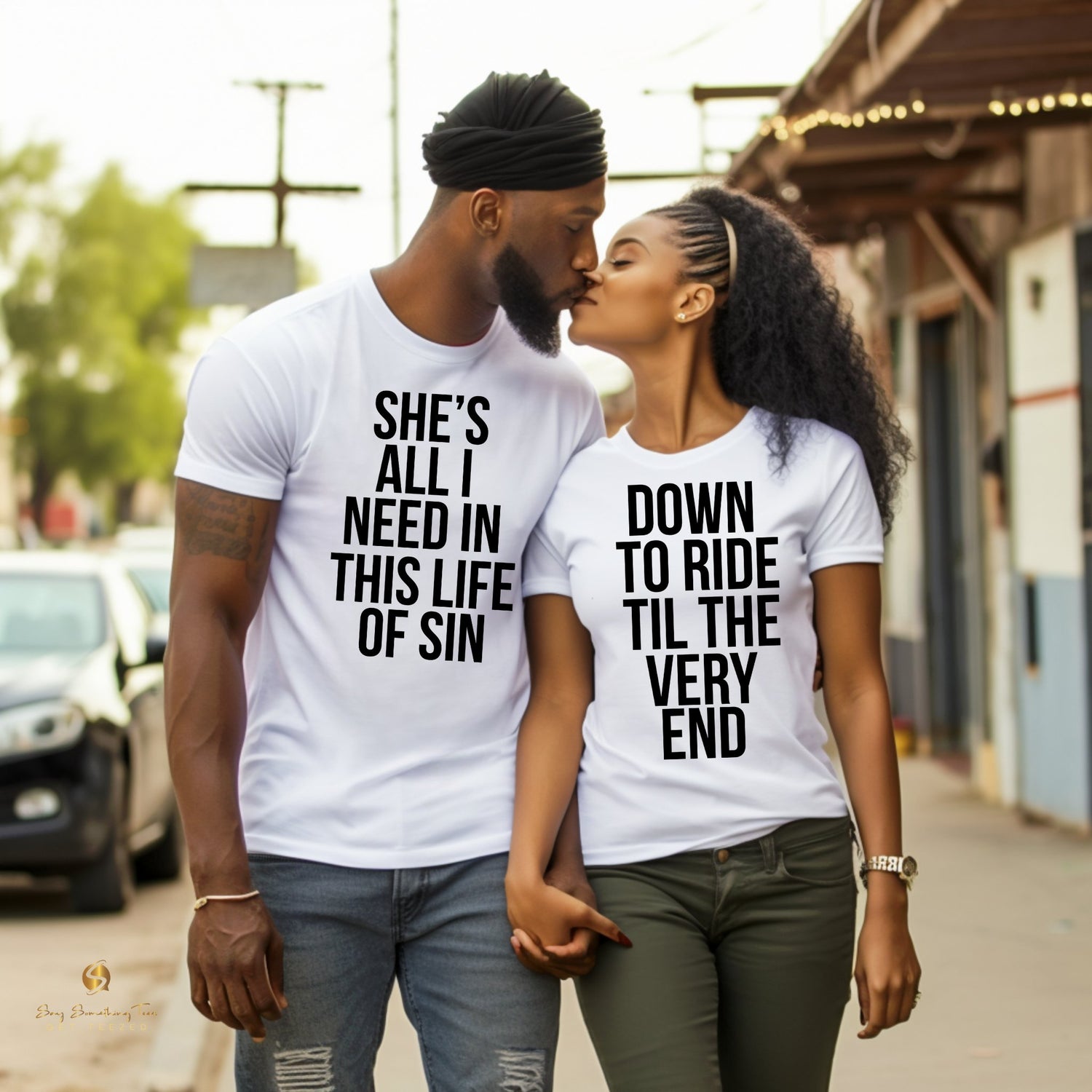 She's All I Need/Down To Ride Couples Tshirts - saysomethingteez